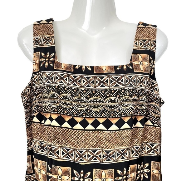 NWT Vintage 80’s or 90’s Jennifer Jeffries Black & Tan Printed Maxi Dress - Picture 3 of 9